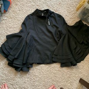New With Tags Black Bell Sleeve Top